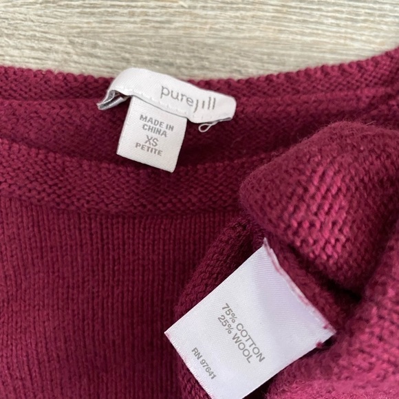 Pure Jill XS Maroon Front Knot Wool Blend Sweater - Picture 5 of 8